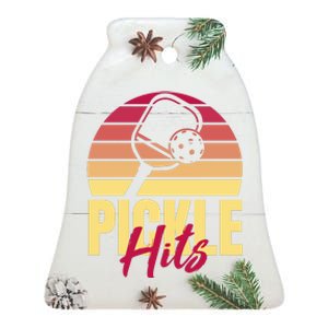 Pickleball Retro Hits Ceramic Bell Ornament