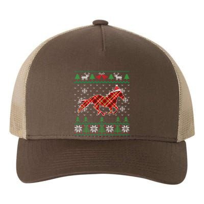 Plaid Race Horse Santa Hat Rancher Equestrian Ugly Christmas Yupoong Adult 5-Panel Trucker Hat