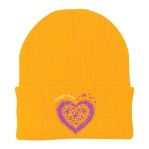 Purple Ribbon Heart Fibromyalgia Awareness Warrior Survivor Meaningful Gift Knit Cap Winter Beanie