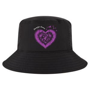 Purple Ribbon Heart Fibromyalgia Awareness Warrior Survivor Meaningful Gift Cool Comfort Performance Bucket Hat