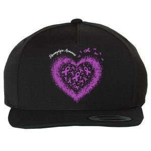 Purple Ribbon Heart Fibromyalgia Awareness Warrior Survivor Meaningful Gift Wool Snapback Cap