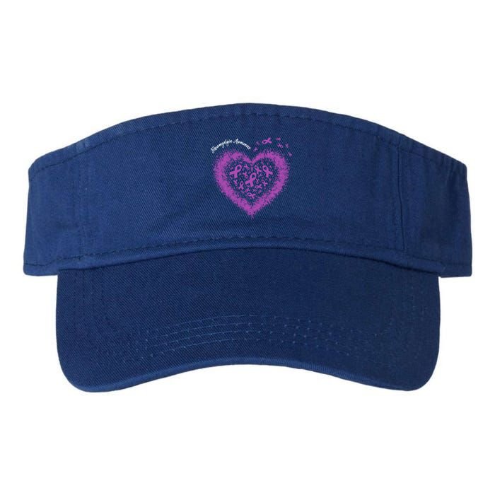 Purple Ribbon Heart Fibromyalgia Awareness Warrior Survivor Meaningful Gift Valucap Bio-Washed Visor