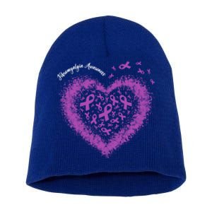 Purple Ribbon Heart Fibromyalgia Awareness Warrior Survivor Meaningful Gift Short Acrylic Beanie