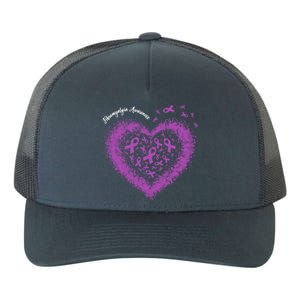 Purple Ribbon Heart Fibromyalgia Awareness Warrior Survivor Meaningful Gift Yupoong Adult 5-Panel Trucker Hat