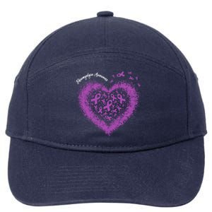 Purple Ribbon Heart Fibromyalgia Awareness Warrior Survivor Meaningful Gift 7-Panel Snapback Hat