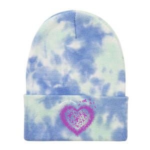 Purple Ribbon Heart Fibromyalgia Awareness Warrior Survivor Meaningful Gift Tie Dye 12in Knit Beanie