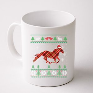 Plaid Race Horse Santa Hat Rancher Equestrian Ugly Christmas Cool Gift Coffee Mug