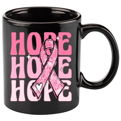 Pink Ribbon Hope Breast Cancer 11oz C Handle Ceramic Mug