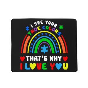 Puzzle Rainbow In April We Wear Blue Autism Awareness Month Mousepad