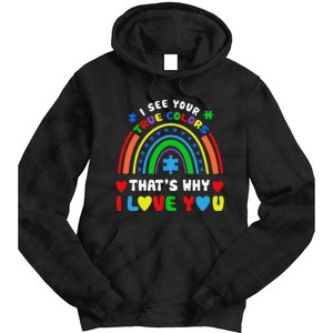 Puzzle Rainbow In April We Wear Blue Autism Awareness Month Tie Dye Hoodie