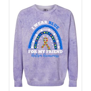 Puzzle Rainbow I Wear Blue For Friend Autism Awareness Month Gift Colorblast Crewneck Sweatshirt