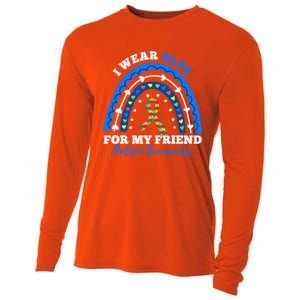 Puzzle Rainbow I Wear Blue For Friend Autism Awareness Month Gift Cooling Performance Long Sleeve Crew