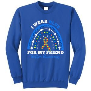 Puzzle Rainbow I Wear Blue For Friend Autism Awareness Month Gift Sweatshirt