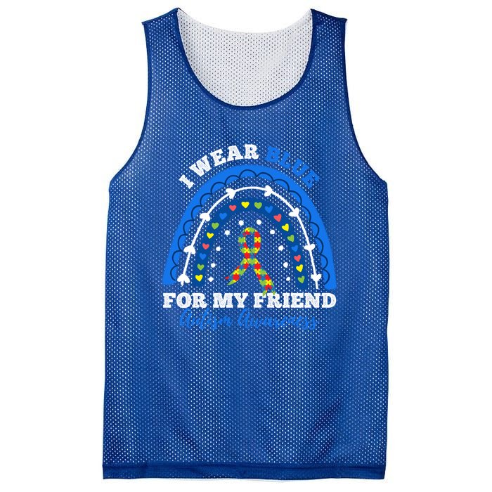 Puzzle Rainbow I Wear Blue For Friend Autism Awareness Month Gift Mesh Reversible Basketball Jersey Tank