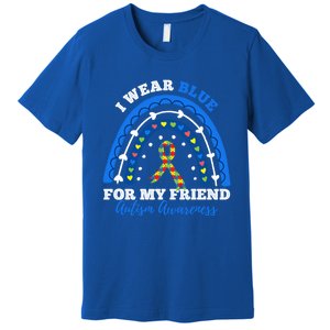 Puzzle Rainbow I Wear Blue For Friend Autism Awareness Month Gift Premium T-Shirt