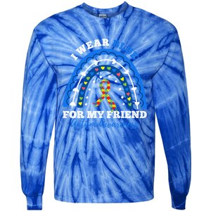 Puzzle Rainbow I Wear Blue For Friend Autism Awareness Month Gift Tie-Dye Long Sleeve Shirt