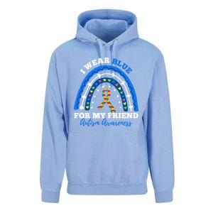 Puzzle Rainbow I Wear Blue For Friend Autism Awareness Month Gift Unisex Surf Hoodie