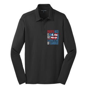 Puerto Rico Is Not A Floating Island Of Garbage Silk Touch Performance Long Sleeve Polo