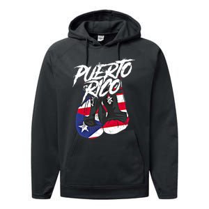 Puerto Rico In Boxing Gloves Hispanic Boxing Fighter Gift Performance Fleece Hoodie