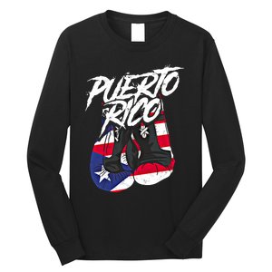 Puerto Rico In Boxing Gloves Hispanic Boxing Fighter Gift Long Sleeve Shirt