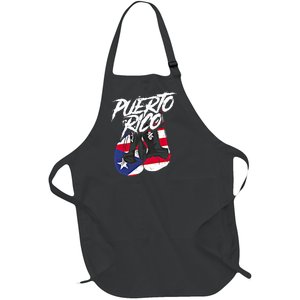 Puerto Rico In Boxing Gloves Hispanic Boxing Fighter Gift Full-Length Apron With Pockets