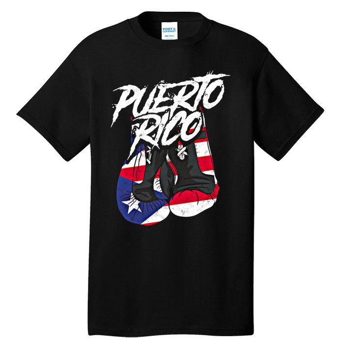 Puerto Rico In Boxing Gloves Hispanic Boxing Fighter Gift Tall T-Shirt