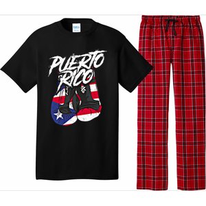 Puerto Rico In Boxing Gloves Hispanic Boxing Fighter Gift Pajama Set