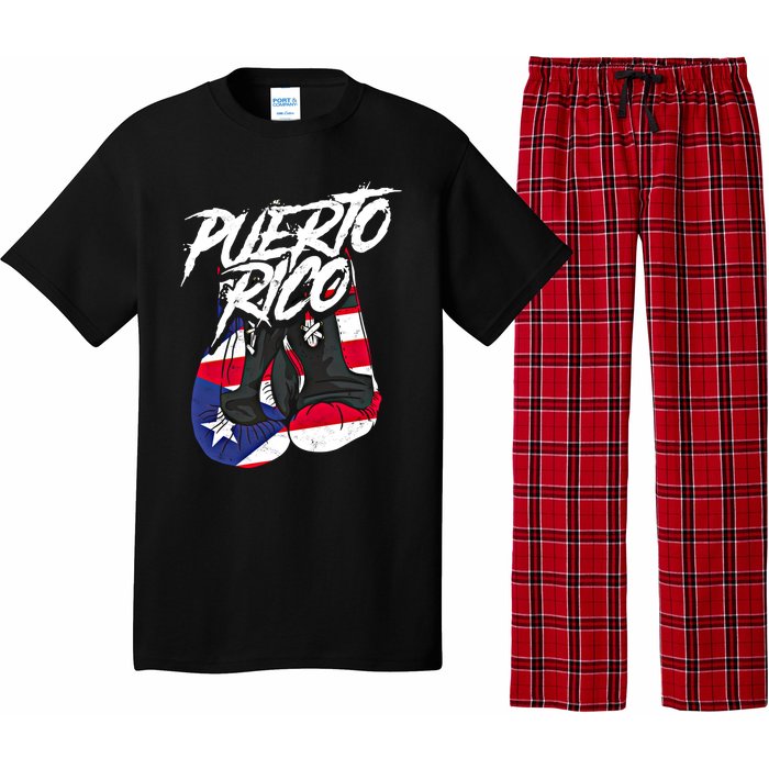 Puerto Rico In Boxing Gloves Hispanic Boxing Fighter Gift Pajama Set