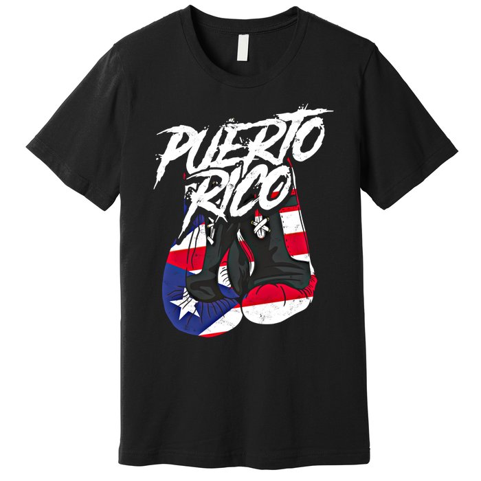 Puerto Rico In Boxing Gloves Hispanic Boxing Fighter Gift Premium T-Shirt