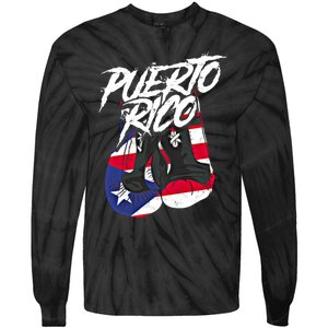 Puerto Rico In Boxing Gloves Hispanic Boxing Fighter Gift Tie-Dye Long Sleeve Shirt