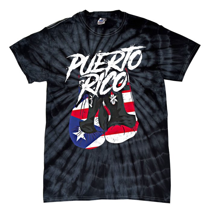 Puerto Rico In Boxing Gloves Hispanic Boxing Fighter Gift Tie-Dye T-Shirt