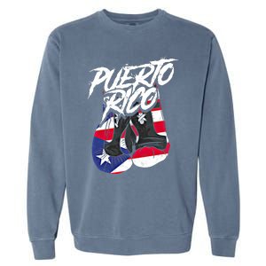 Puerto Rico In Boxing Gloves Hispanic Boxing Fighter Gift Garment-Dyed Sweatshirt