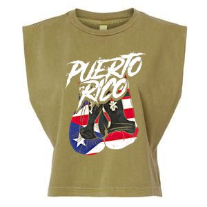 Puerto Rico In Boxing Gloves Hispanic Boxing Fighter Gift Garment-Dyed Women's Muscle Tee