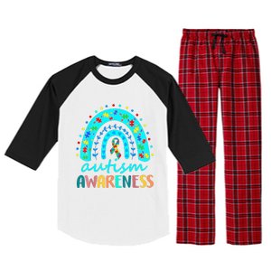 Puzzle Rainbow In April We Wear Blue Autism Awareness Month Raglan Sleeve Pajama Set