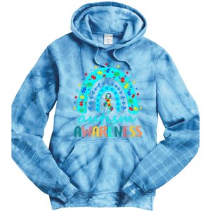 Puzzle Rainbow In April We Wear Blue Autism Awareness Month Tie Dye Hoodie