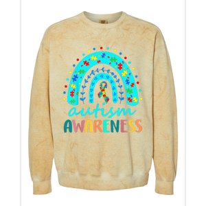 Puzzle Rainbow In April We Wear Blue Autism Awareness Month Colorblast Crewneck Sweatshirt