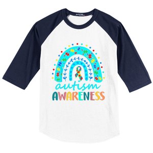 Puzzle Rainbow In April We Wear Blue Autism Awareness Month Baseball Sleeve Shirt