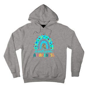 Puzzle Rainbow In April We Wear Blue Autism Awareness Month Tall Hoodie