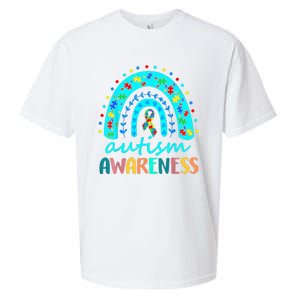 Puzzle Rainbow In April We Wear Blue Autism Awareness Month Sueded Cloud Jersey T-Shirt