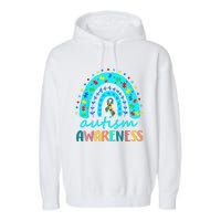 Puzzle Rainbow In April We Wear Blue Autism Awareness Month Garment-Dyed Fleece Hoodie