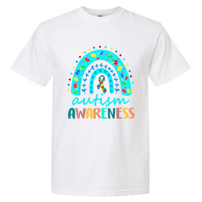 Puzzle Rainbow In April We Wear Blue Autism Awareness Month Garment-Dyed Heavyweight T-Shirt