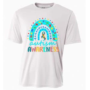 Puzzle Rainbow In April We Wear Blue Autism Awareness Month Cooling Performance Crew T-Shirt