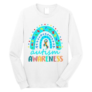 Puzzle Rainbow In April We Wear Blue Autism Awareness Month Long Sleeve Shirt