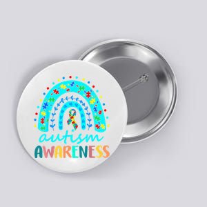 Puzzle Rainbow In April We Wear Blue Autism Awareness Month Button