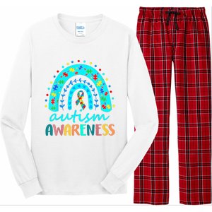 Puzzle Rainbow In April We Wear Blue Autism Awareness Month Long Sleeve Pajama Set