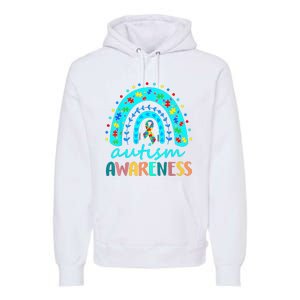 Puzzle Rainbow In April We Wear Blue Autism Awareness Month Premium Hoodie