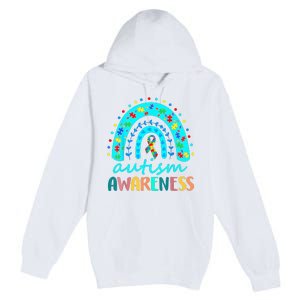 Puzzle Rainbow In April We Wear Blue Autism Awareness Month Premium Pullover Hoodie