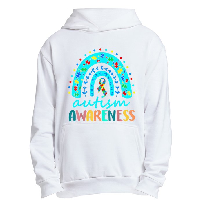 Puzzle Rainbow In April We Wear Blue Autism Awareness Month Urban Pullover Hoodie