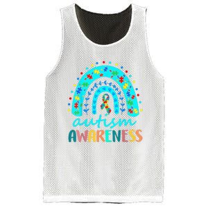 Puzzle Rainbow In April We Wear Blue Autism Awareness Month Mesh Reversible Basketball Jersey Tank