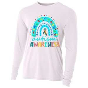 Puzzle Rainbow In April We Wear Blue Autism Awareness Month Cooling Performance Long Sleeve Crew